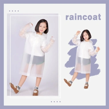 Áo Mưa Trẻ Em Trong Suốt Dài Có Mũ - Chống Thấm, Nhẹ, Gấp Gọn, Bảo Vệ - 49.000₫