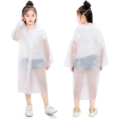 Áo Mưa Trẻ Em Trong Suốt Dài Có Mũ - Chống Thấm, Nhẹ, Gấp Gọn, Bảo Vệ - 49.000₫