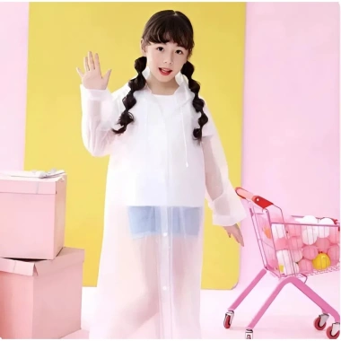 Áo Mưa Trẻ Em Trong Suốt Dài Có Mũ - Chống Thấm, Nhẹ, Gấp Gọn, Bảo Vệ - 49.000₫