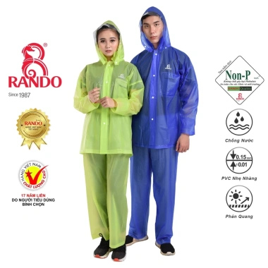Áo mưa trong màu RANDO chính hãng cho phượt Siêu nhẹ, không thấm nước, chỉ 193.000đ