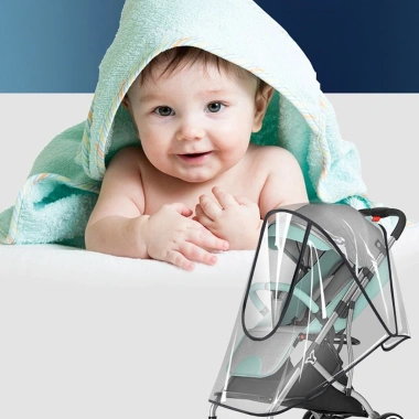 Áo mưa trong suốt 2.024 đa năng cho xe đẩy - Chống thấm, chắn gió lá, dây kéo mở 2