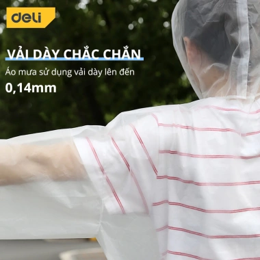 Áo Mưa Trong Suốt Deli DL553.010/011 - Chống Thấm Cao Cấp, Dáng Dài Thời Trang cho Người Lớn & Trẻ Em, 95.000 VND