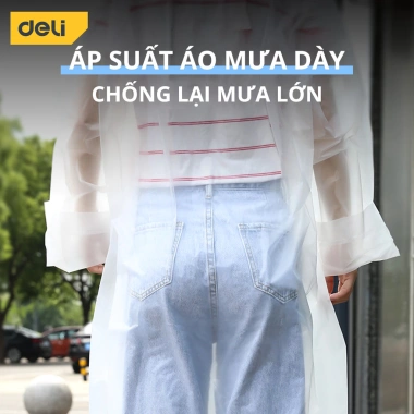 Áo Mưa Trong Suốt Deli DL553.010/011 - Chống Thấm Cao Cấp, Dáng Dài Thời Trang cho Người Lớn & Trẻ Em, 95.000 VND
