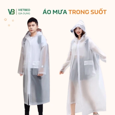 Áo Mưa Trong Suốt DIDOOGLT Dáng Dài Măng Tô Khoá Kéo Chống Thấm Cao Cấp 95k