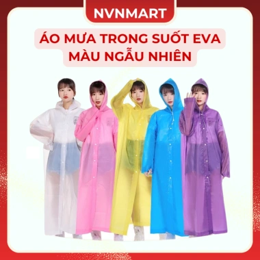 Áo Mưa Trong Suốt EVA Poncho Nam Nữ - Bảo Vệ Du Lịch, Đi Bộ Dài, Giá 34k