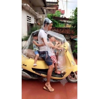 Áo Mưa Trong Suốt Xe Máy 1 & 2 Đầu - Che Thân, Chống Thấm, Thoáng Nhẹ, Gập Gọn