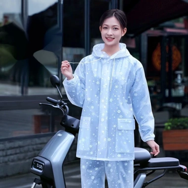 Áo mưa trong vân dập Hoa Tuyết cao cấp - Chống thấm, gấp gọn, chỉ 97k 3