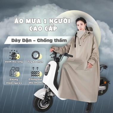 Áo mưa vải Oxford bền, chống thấm, nhanh khô – An toàn khi đi xe máy, xe điện, giá chỉ 158.000₫