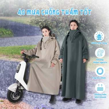 Áo mưa vải Oxford bền, chống thấm, nhanh khô – An toàn khi đi xe máy, xe điện, giá chỉ 158.000₫