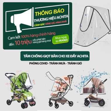 Áo mưa xe đẩy Achita M92 chống mưa gió, bọc xe đẩy chuyên dụng, ngăn bụi bẩm mưa bắn - Giá 157.000₫ 2