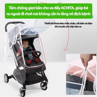 Áo mưa xe đẩy Achita M92 chống mưa gió, bọc xe đẩy chuyên dụng, ngăn bụi bẩm mưa bắn - Giá 157.000₫ 5