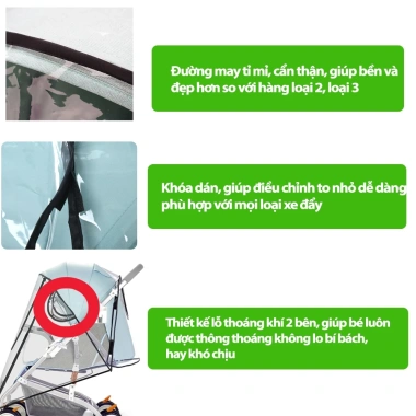 Áo mưa xe đẩy Achita M92 chống mưa gió, bọc xe đẩy chuyên dụng, ngăn bụi bẩm mưa bắn - Giá 157.000₫ 6