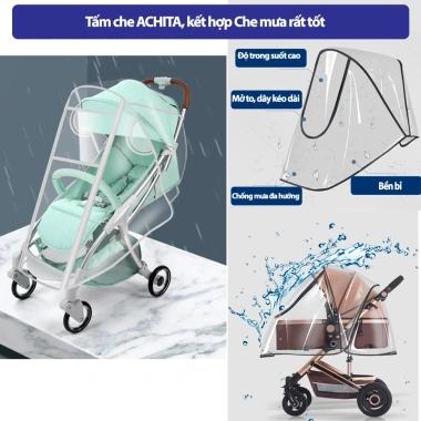 Áo mưa xe đẩy Achita M92 chống mưa gió, bọc xe đẩy chuyên dụng, ngăn bụi bẩm mưa bắn - Giá 157.000₫ 7