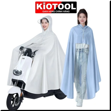 Áo mưa xe máy Kiotool vành đôi che chắn nước, dùng điện thoại dễ dàng – 119k