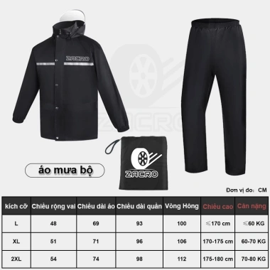 Ao mưa Zacro dây kéo vải Oxford cho nam và nữ size L-XXL chỉ 185.000₫ 9