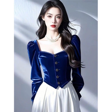 Áo Nhung Đỏ Retro Nữ Cổ Vuông - Phong Cách Tết Nguyên Đán và Giáng Sinh, Giá 218.021₫