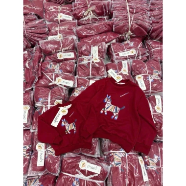 Áo nỉ đỏ gia đình em bé yêu - Đồ Tết 2.024, siêu mềm, giảm 20%, chỉ 109.000đ