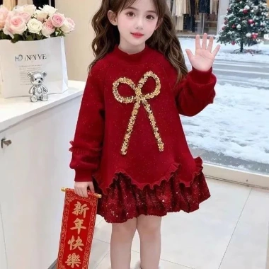 Áo nỉ lông cừu bé gái 2.026 màu bạc ấm áp - Quần áo trẻ em Tết Nguyên Đán giảm giá 8