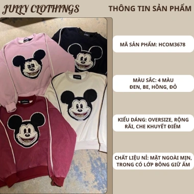 Áo nỉ nữ dài tay in hình Mickey đa màu sắc - Jully Clothes giảm giá 99k