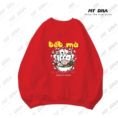 Áo nỉ sweater cặp đôi Tết 2.026 Oversize dài tay dày đẹp màu đỏ xanh trắng đen