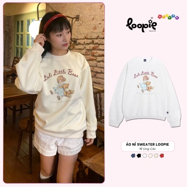 Áo Nỉ Sweater Loopie Club BST336 Hình Loli Cute, Chất Lông Cào, Form Rộng, Giá 85k