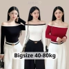 Áo nữ BIGSIZE Banamo Fashion trễ vai dài tay phối viền quyến rũ Giá 139.000₫