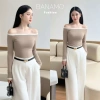 Áo nữ BIGSIZE Banamo Fashion trễ vai dài tay phối viền quyến rũ Giá 139.000₫ 9