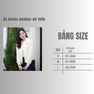 Áo Phao Nữ Bomber 3 Lớp Chống Nước Trần Bông Lót Lụa Thêu Thời Thượng 2.025 250k