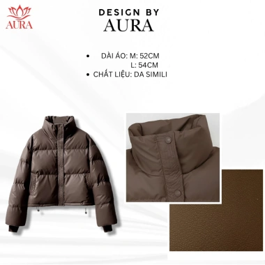 Áo phao nữ Hàn Quốc dáng ngắn croptop AURA vải mềm mướt - áo khoác mùa đông giá 182k 2