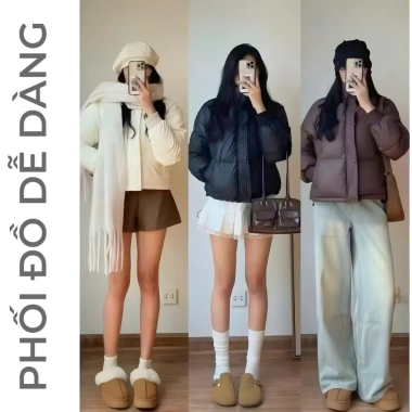 Áo phao nữ Hàn Quốc dáng ngắn croptop AURA vải mềm mướt - áo khoác mùa đông giá 182k 9
