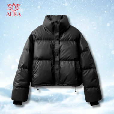 Áo phao nữ Hàn Quốc dáng ngắn croptop AURA vải mềm mướt - áo khoác mùa đông giá 182k 10