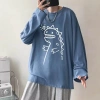 Áo phông nam M-8XL tay dài in khủng long hoạt hình Nhật Bản cỡ lớn cho cặp đôi 9