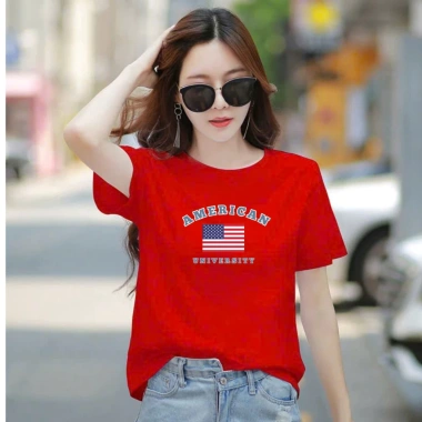 Áo phông nữ dáng rộng in chữ AMERICAN thun cotton Loza RT8.201 - Giá giảm 21% chỉ 168k