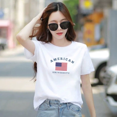 Áo phông nữ dáng rộng in chữ AMERICAN thun cotton Loza RT8.201 - Giá giảm 21% chỉ 168k