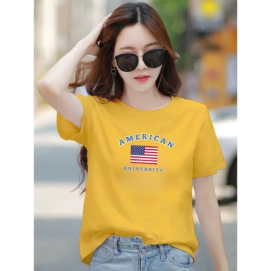 Áo phông nữ dáng rộng in chữ AMERICAN thun cotton Loza RT8.201 - Giá giảm 21% chỉ 168k