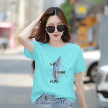 Áo phông nữ dáng rộng Loza RT8.342 in hình lông vũ, thun cotton co giãn 4 chiều, giảm giá 23% 168k