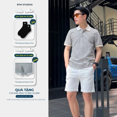 Áo Polo Nam BTM Striped Shirt Vải Pique Cá Sấu Kẻ Ngang Slimfit Mã 8.563 239k