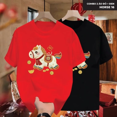 Áo Polo Tết 2.026 NGƯA TÀI LỘC HORSE Cổ Tròn Unisex 16 Form Thoáng Mát - Giá 129k