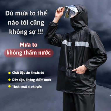 Áo Quần Mưa 2 Lớp Oxford Dài Dáng, Chống Bão, Thoáng Khí, Bảo Vệ Toàn Thân Nam Nữ - 127k