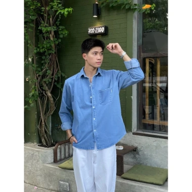 Áo Sơ Mi Denim Nam Nữ Chất Liệu Jean Cao Cấp Dày Dặn Phong Cách Hàn Quốc Giá 149.000₫ 6