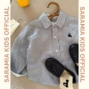 Áo sơ mi kẻ sọc SARAMIA KIDS Hàn Quốc dài tay cho bé, thêu hình bé trai/gái, giá ưu đãi 130k 6