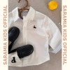 Áo sơ mi kẻ sọc SARAMIA KIDS Hàn Quốc dài tay cho bé, thêu hình bé trai/gái, giá ưu đãi 130k 7