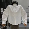 Áo sơ mi nữ trắng đính đá cổ trụ bèo sang chảnh A012 MOLLY HÔUSE STORE