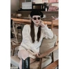 Áo sơ mi nữ trắng đính đá cổ trụ bèo sang chảnh A012 MOLLY HÔUSE STORE 4