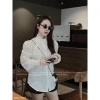 Áo sơ mi nữ trắng đính đá cổ trụ bèo sang chảnh A012 MOLLY HÔUSE STORE 5