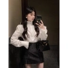 Áo sơ mi nữ trắng đính đá cổ trụ bèo sang chảnh A012 MOLLY HÔUSE STORE 7