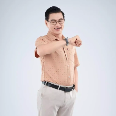 Áo sơ mi trung niên ngắn tay vải lụa cao cấp Tomen họa tiết đơn giản giá 69.000 VND