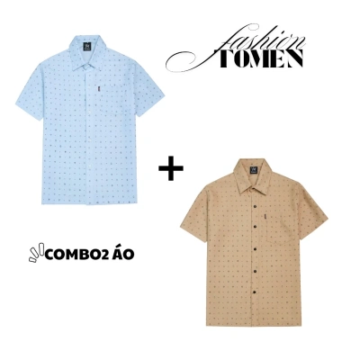 Áo sơ mi trung niên ngắn tay vải lụa cao cấp Tomen họa tiết đơn giản giá 69.000 VND