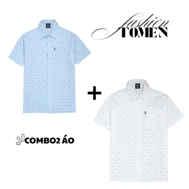 Áo sơ mi trung niên ngắn tay vải lụa cao cấp Tomen họa tiết đơn giản giá 69.000 VND