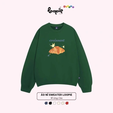 Áo Sweater Bánh Sừng Bò Loopie Club Nỉ Lông Cáo - Tết 2.026 Giá 145k Giao Ngay